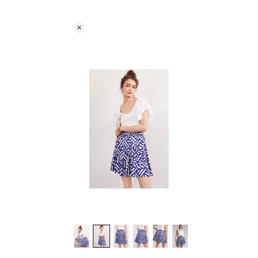 Maeve By Anthropologie Abstract Skirt Blue & White Petite Medium NWT
